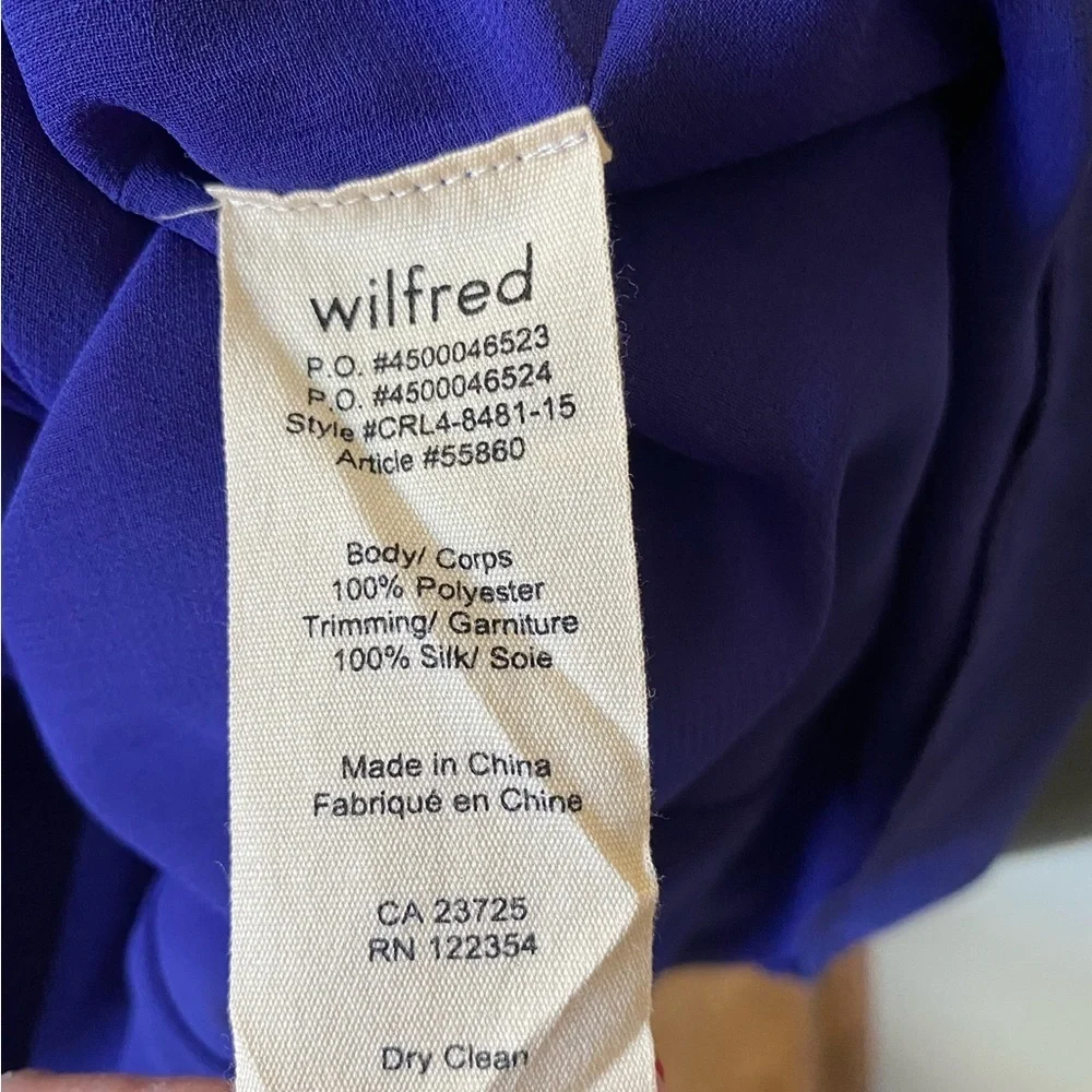 WILFRED X ARITZIA Blue 100% Silk Fit & Flare Skater Mini Dress Size 2